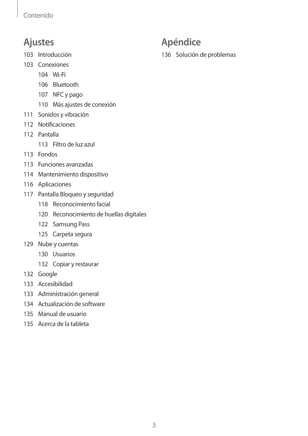 Samsung SM-T390NZKAPHE manual Ajustes Apéndice 