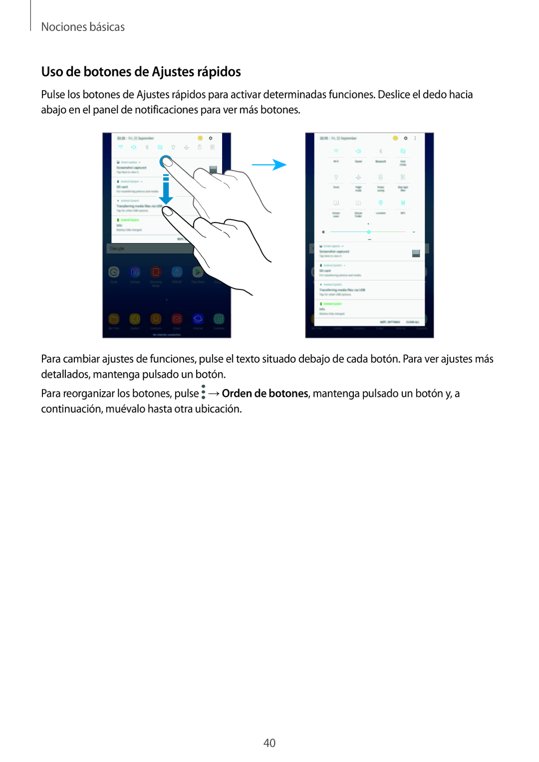 Samsung SM-T390NZKAPHE manual Uso de botones de Ajustes rápidos 