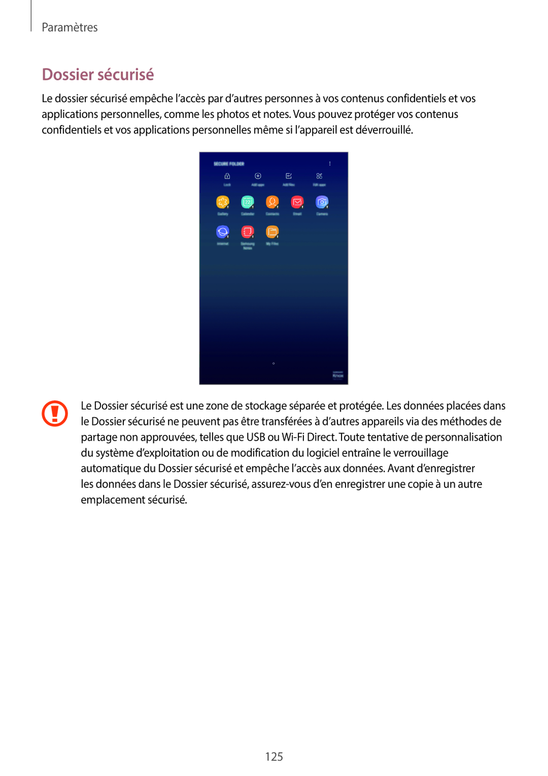 Samsung SM-T390NZKAXEF manual Dossier sécurisé 