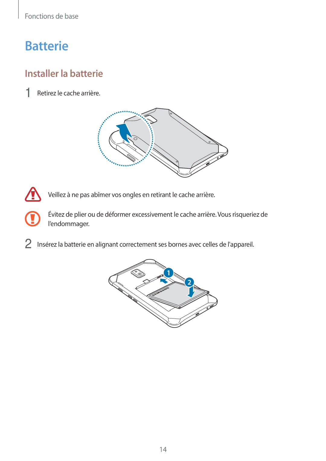 Samsung SM-T390NZKAXEF manual Batterie, Installer la batterie 