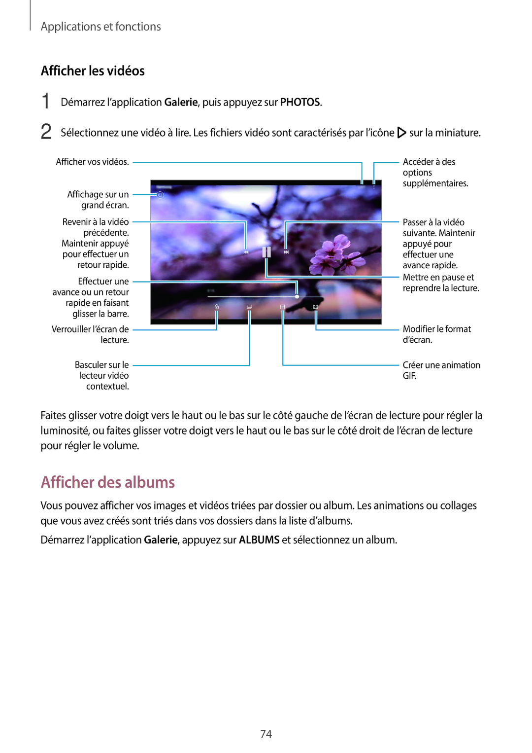 Samsung SM-T390NZKAXEF manual Afficher des albums, Afficher les vidéos 