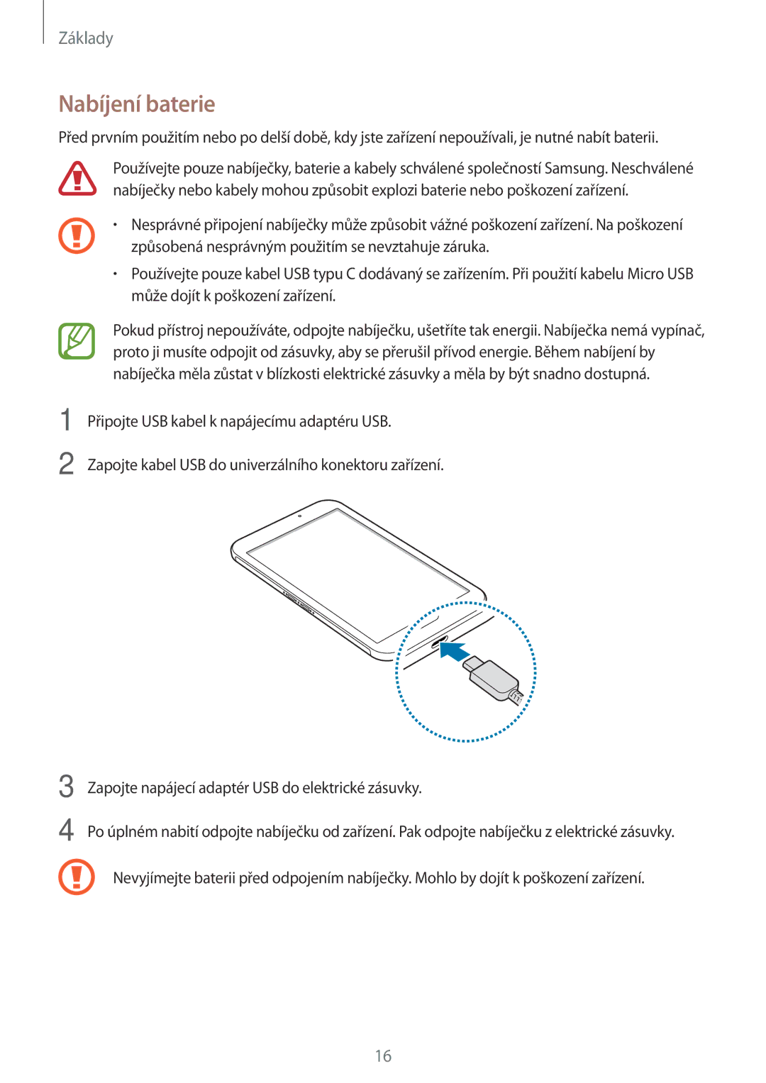 Samsung SM-T390NZKAXEZ manual Nabíjení baterie 