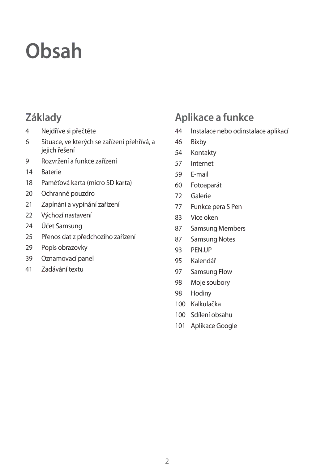 Samsung SM-T390NZKAXEZ manual Obsah 