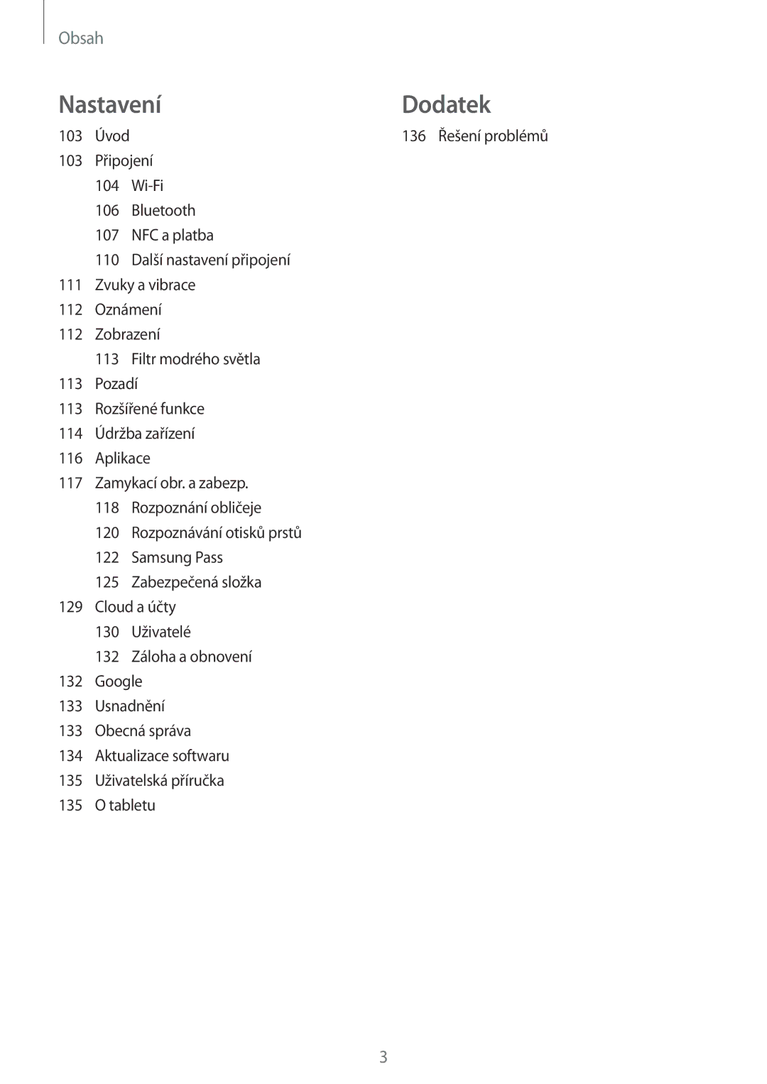 Samsung SM-T390NZKAXEZ manual Nastavení Dodatek 