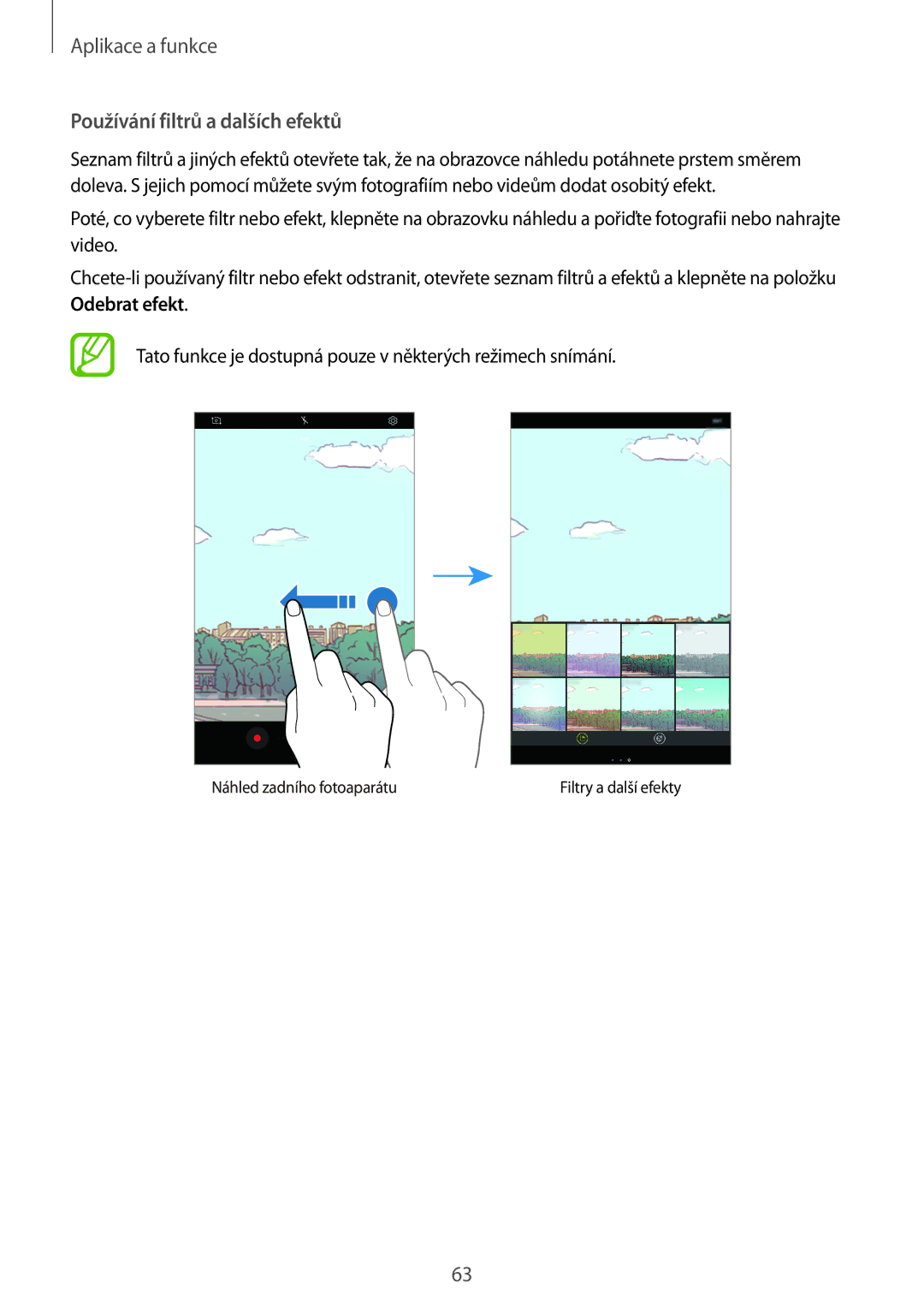 Samsung SM-T390NZKAXEZ manual Používání filtrů a dalších efektů 