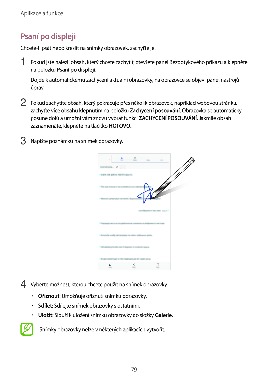 Samsung SM-T390NZKAXEZ manual Psaní po displeji 