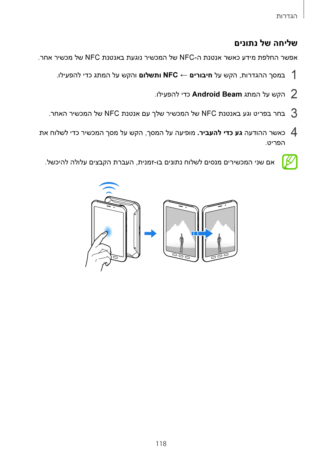 Samsung SM-T395NZKAILO manual םינותנ לש החילש 