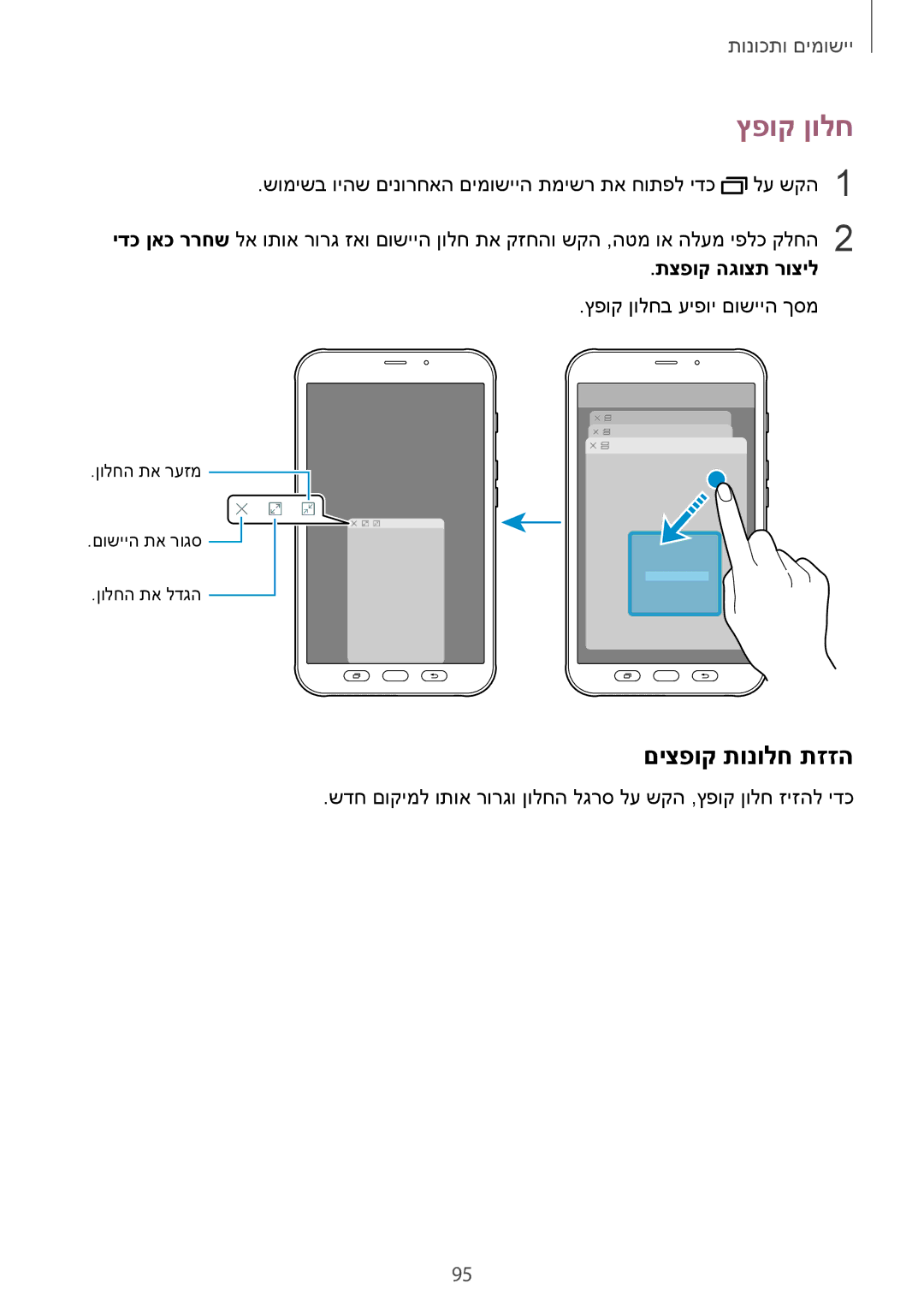 Samsung SM-T395NZKAILO manual ץפוק ןולח, םיצפוק תונולח תזזה, תצפוק הגוצת רוציל 