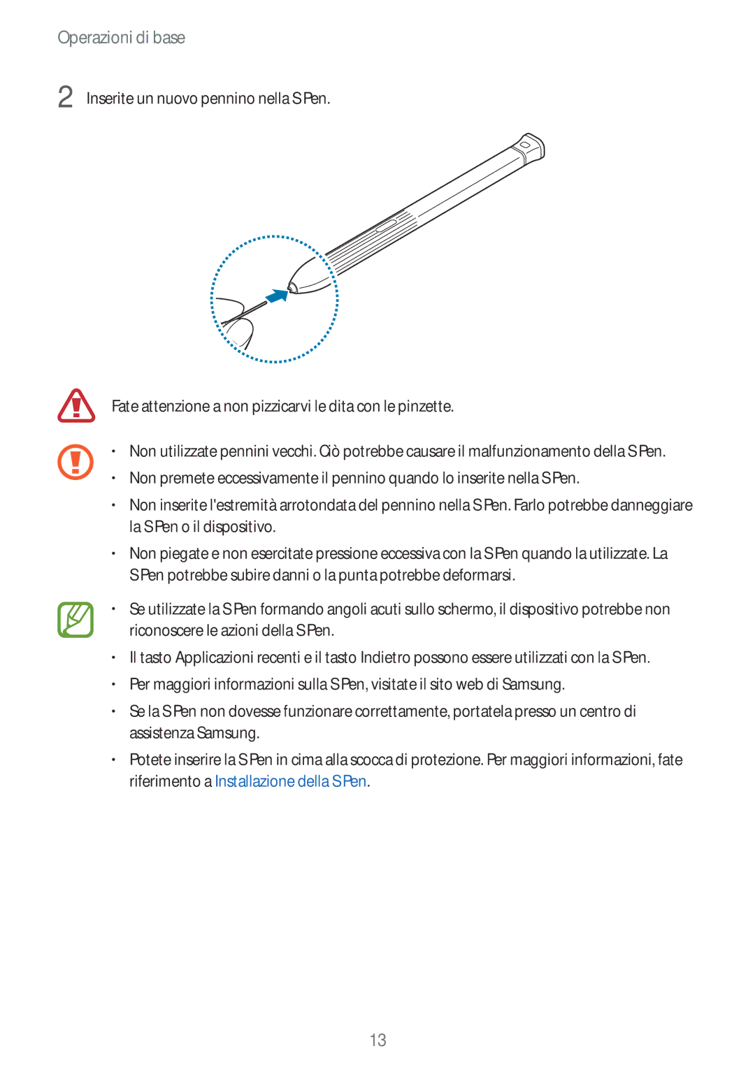 Samsung SM-T395NZKAITV manual Operazioni di base 