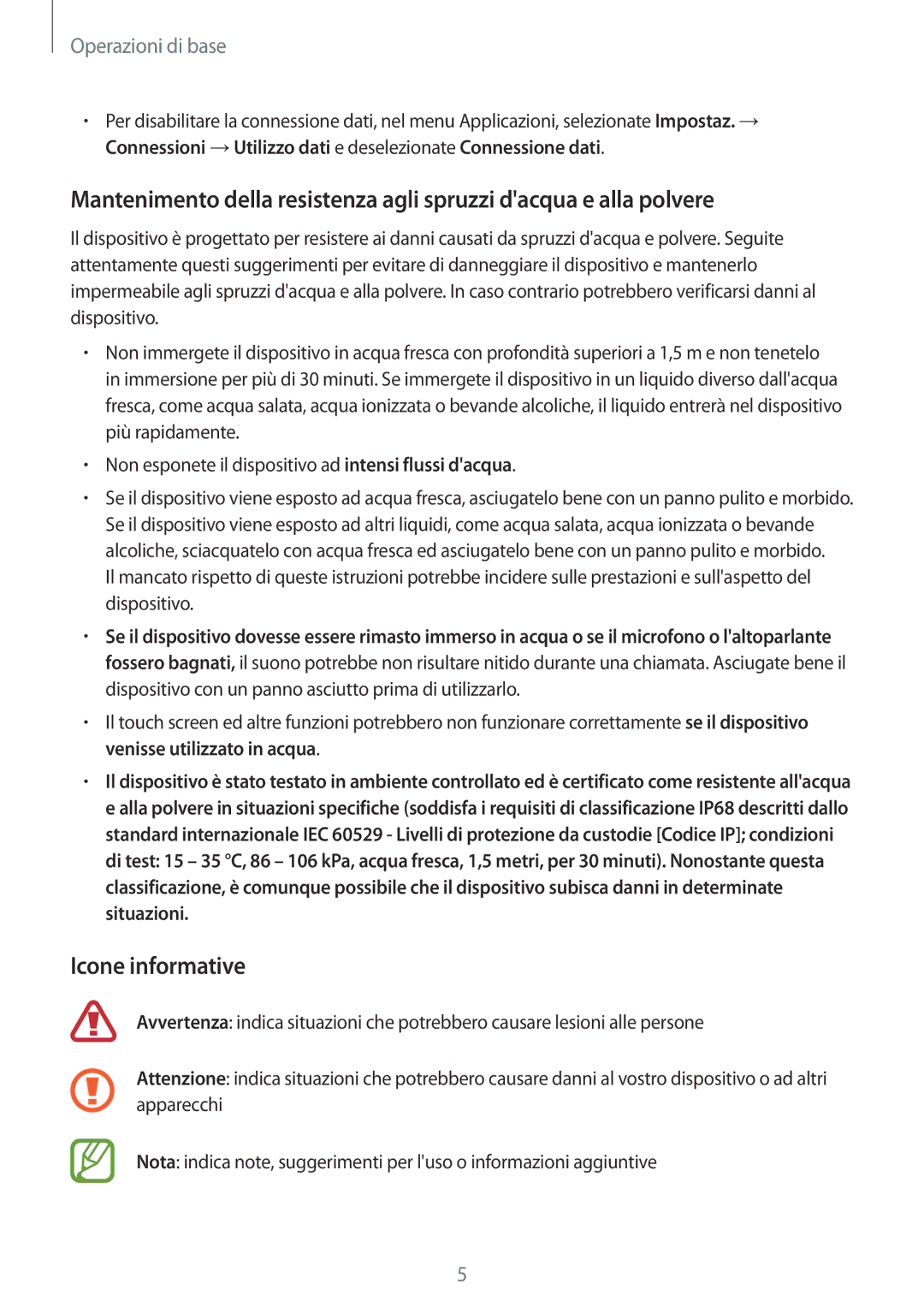 Samsung SM-T395NZKAITV manual Icone informative, Operazioni di base 