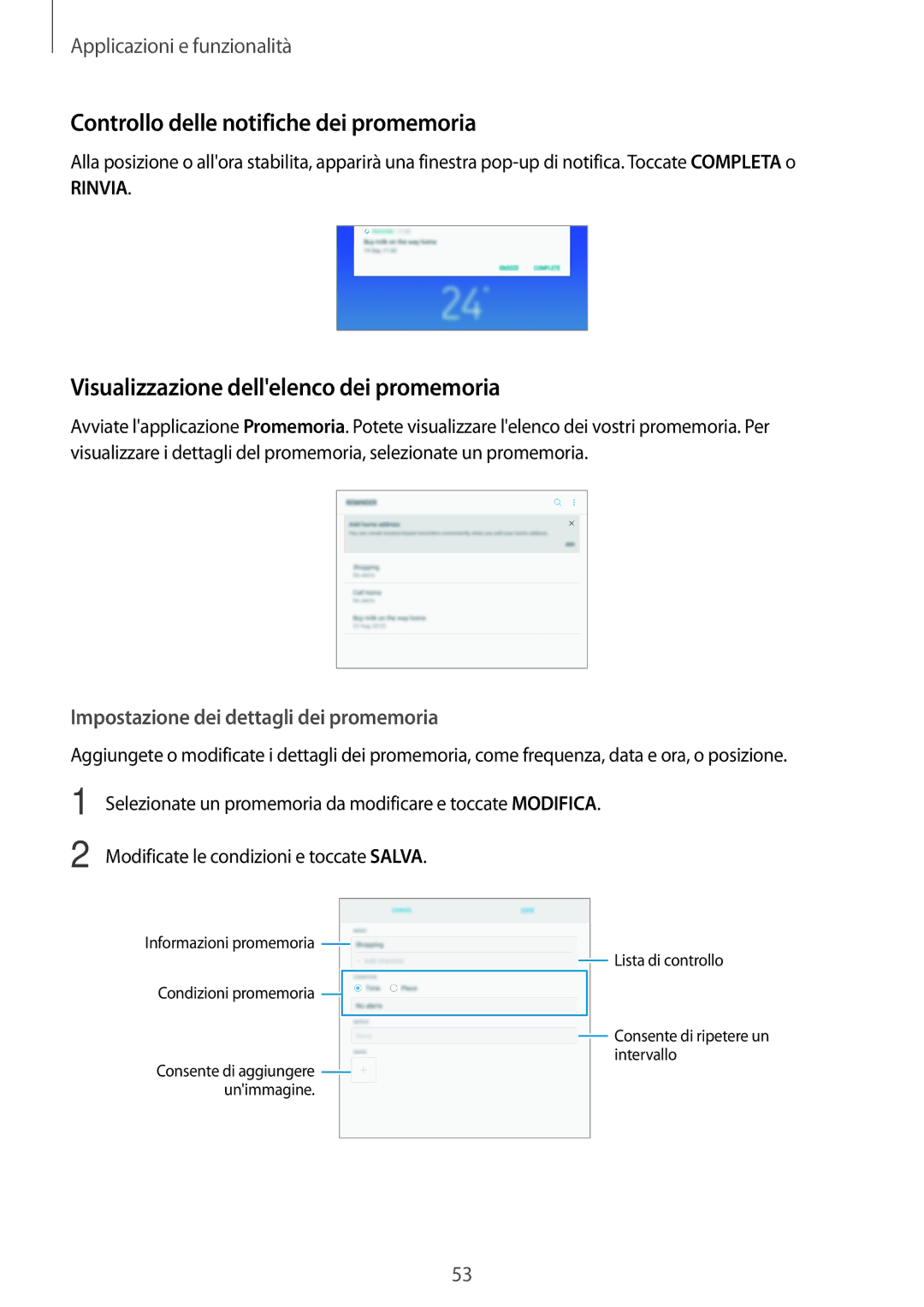 Samsung SM-T395NZKAITV manual Controllo delle notifiche dei promemoria, Visualizzazione dellelenco dei promemoria 