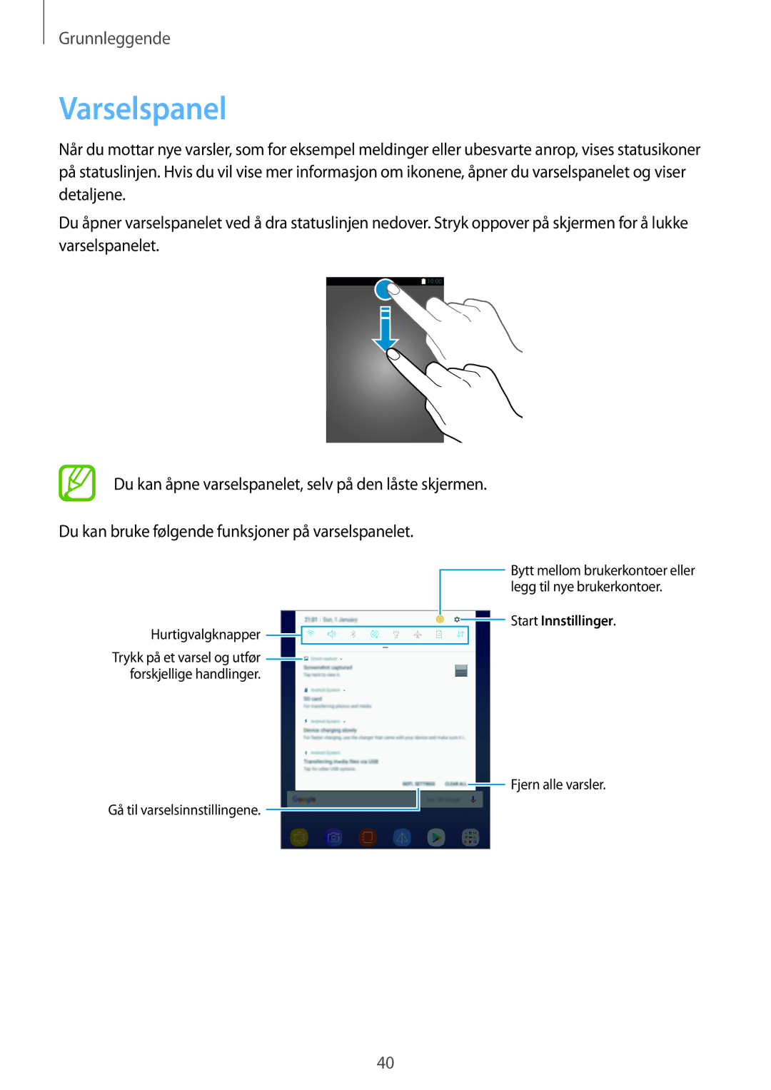 Samsung SM-T395NZKANEE manual Varselspanel 