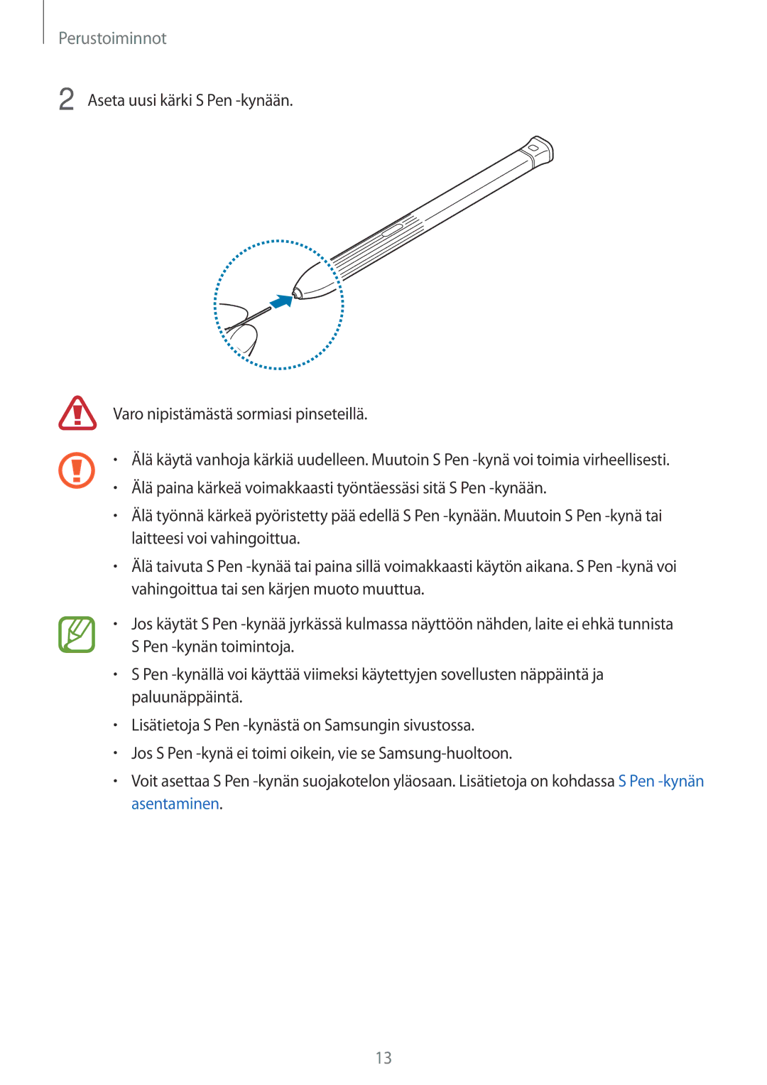 Samsung SM-T395NZKANEE manual Perustoiminnot 