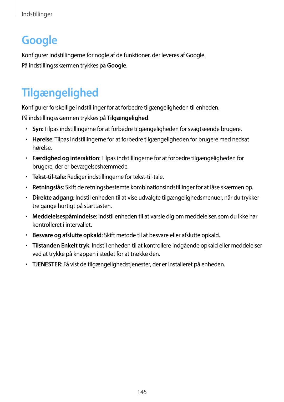 Samsung SM-T395NZKANEE manual Google, Tilgængelighed 