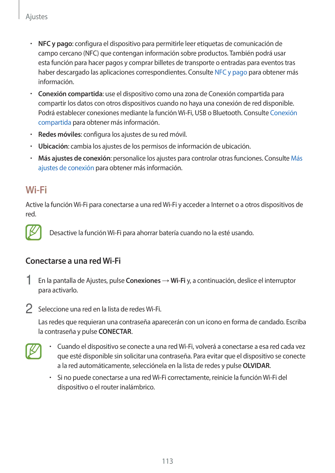 Samsung SM-T395NZKAPHE manual Conectarse a una red Wi-Fi, Para activarlo, Seleccione una red en la lista de redes Wi-Fi 