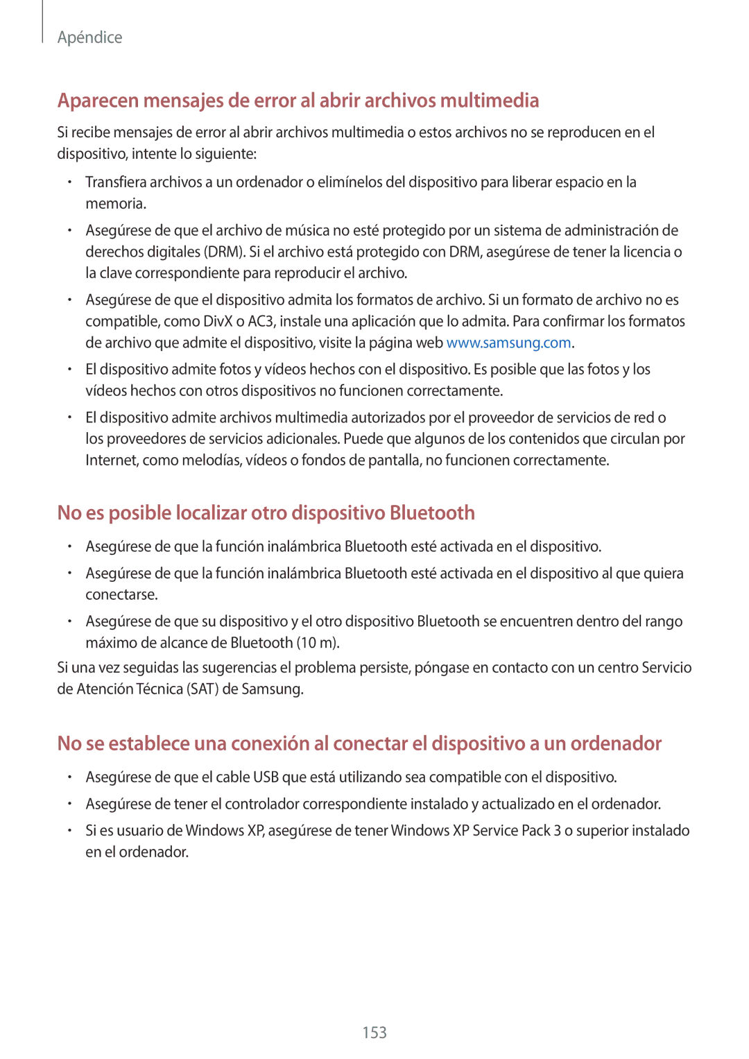 Samsung SM-T395NZKAPHE manual Aparecen mensajes de error al abrir archivos multimedia 