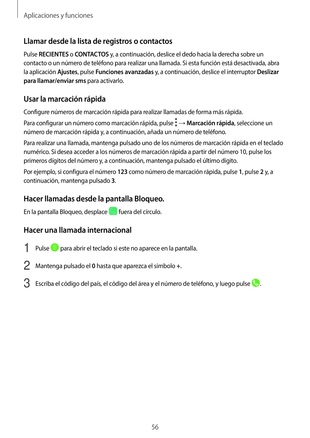 Samsung SM-T395NZKAPHE manual Llamar desde la lista de registros o contactos, Usar la marcación rápida 