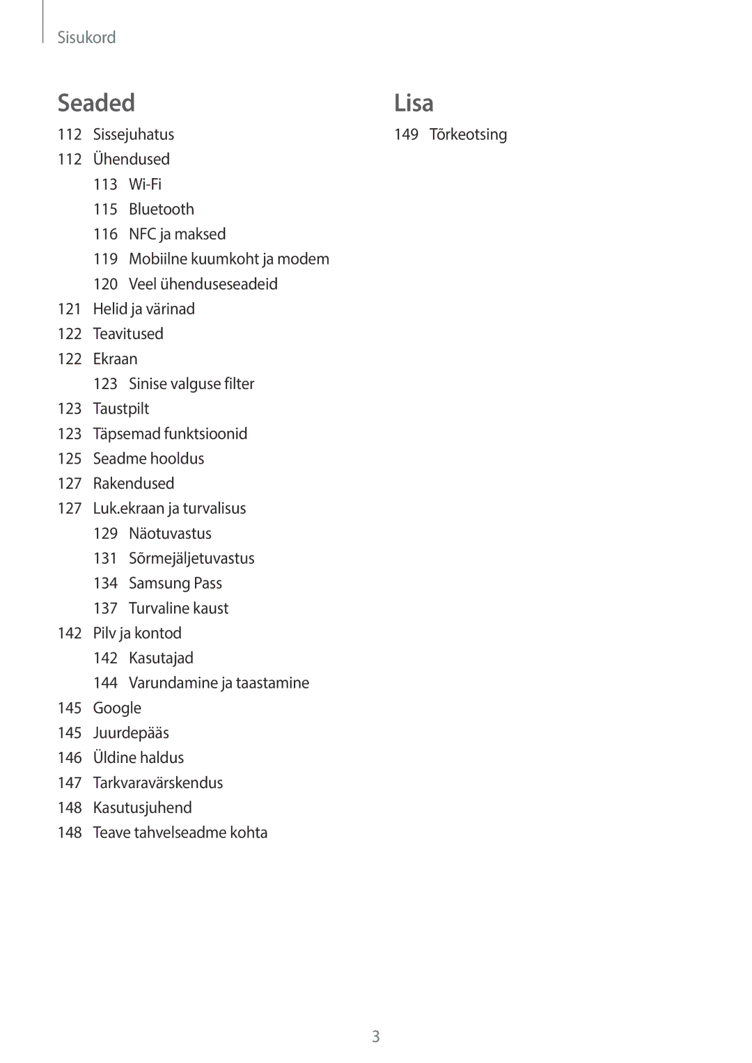 Samsung SM-T395NZKASEB manual Seaded Lisa 