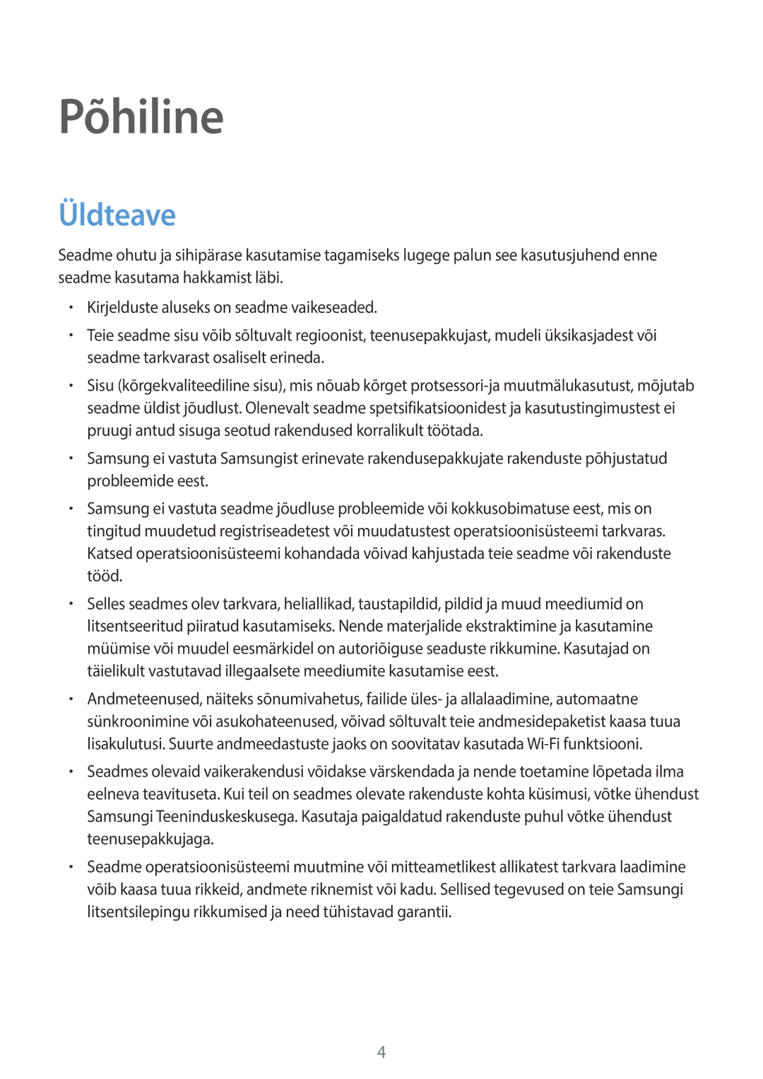 Samsung SM-T395NZKASEB manual Põhiline, Üldteave 