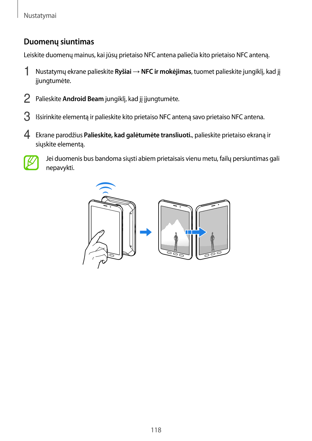 Samsung SM-T395NZKASEB manual Duomenų siuntimas 