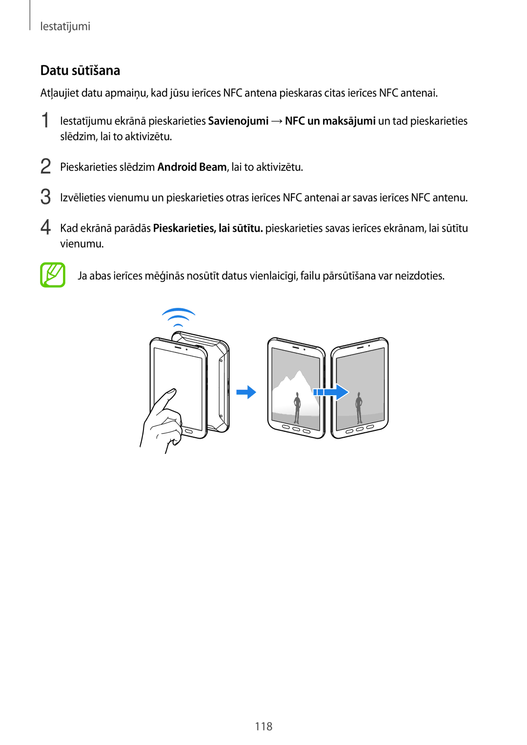 Samsung SM-T395NZKASEB manual Datu sūtīšana 