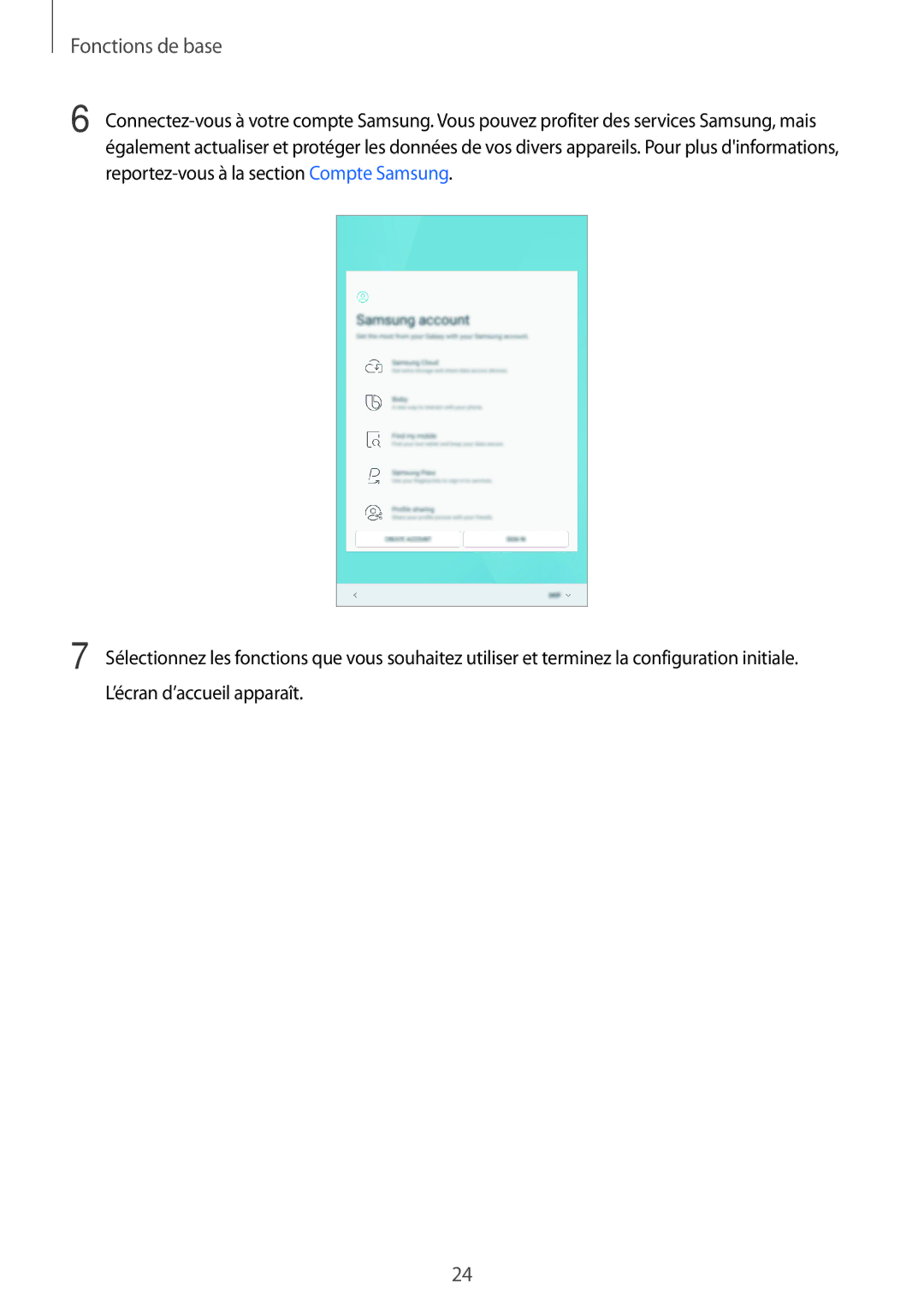 Samsung SM-T395NZKAXEF manual Fonctions de base 