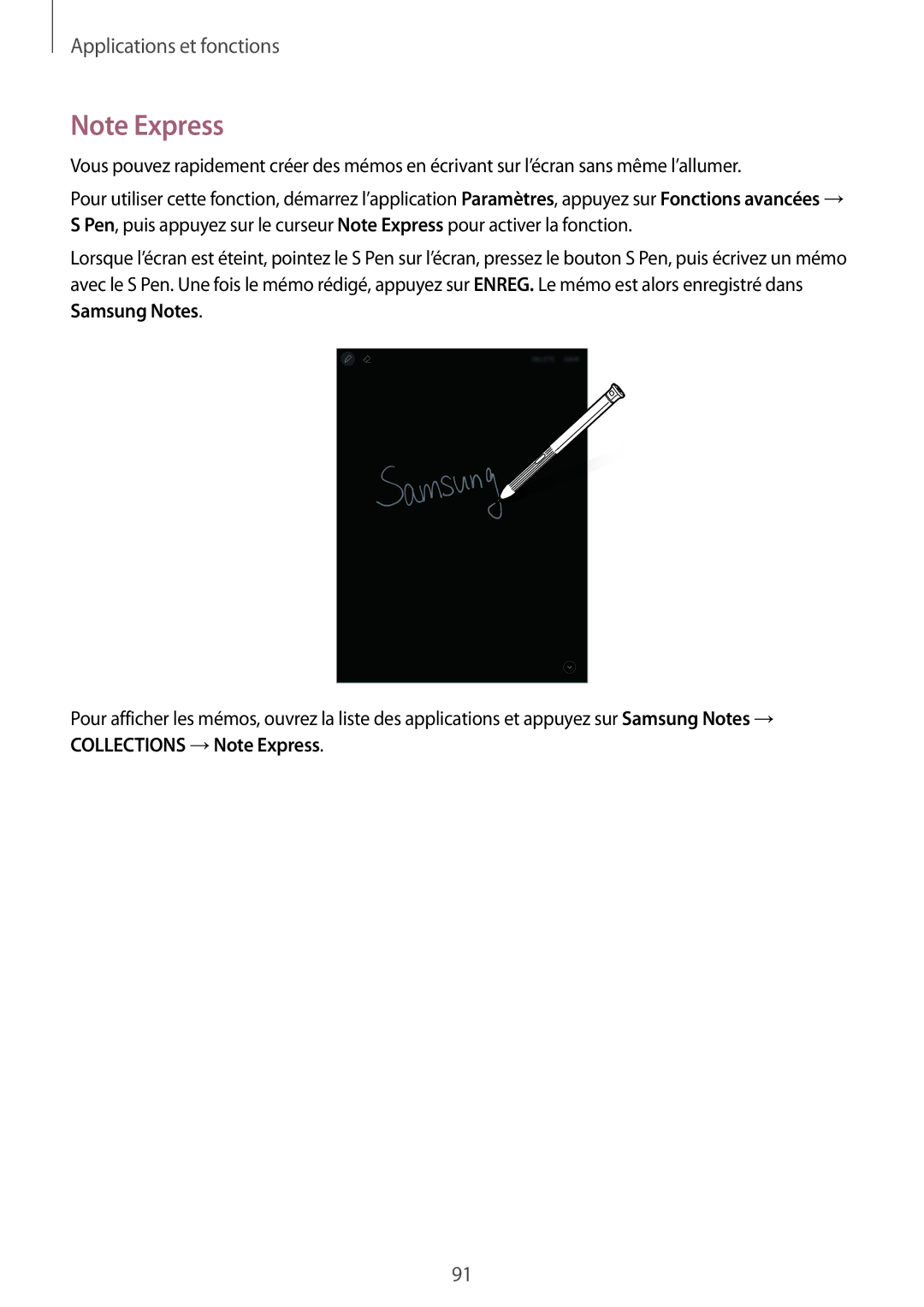 Samsung SM-T395NZKAXEF manual Applications et fonctions 