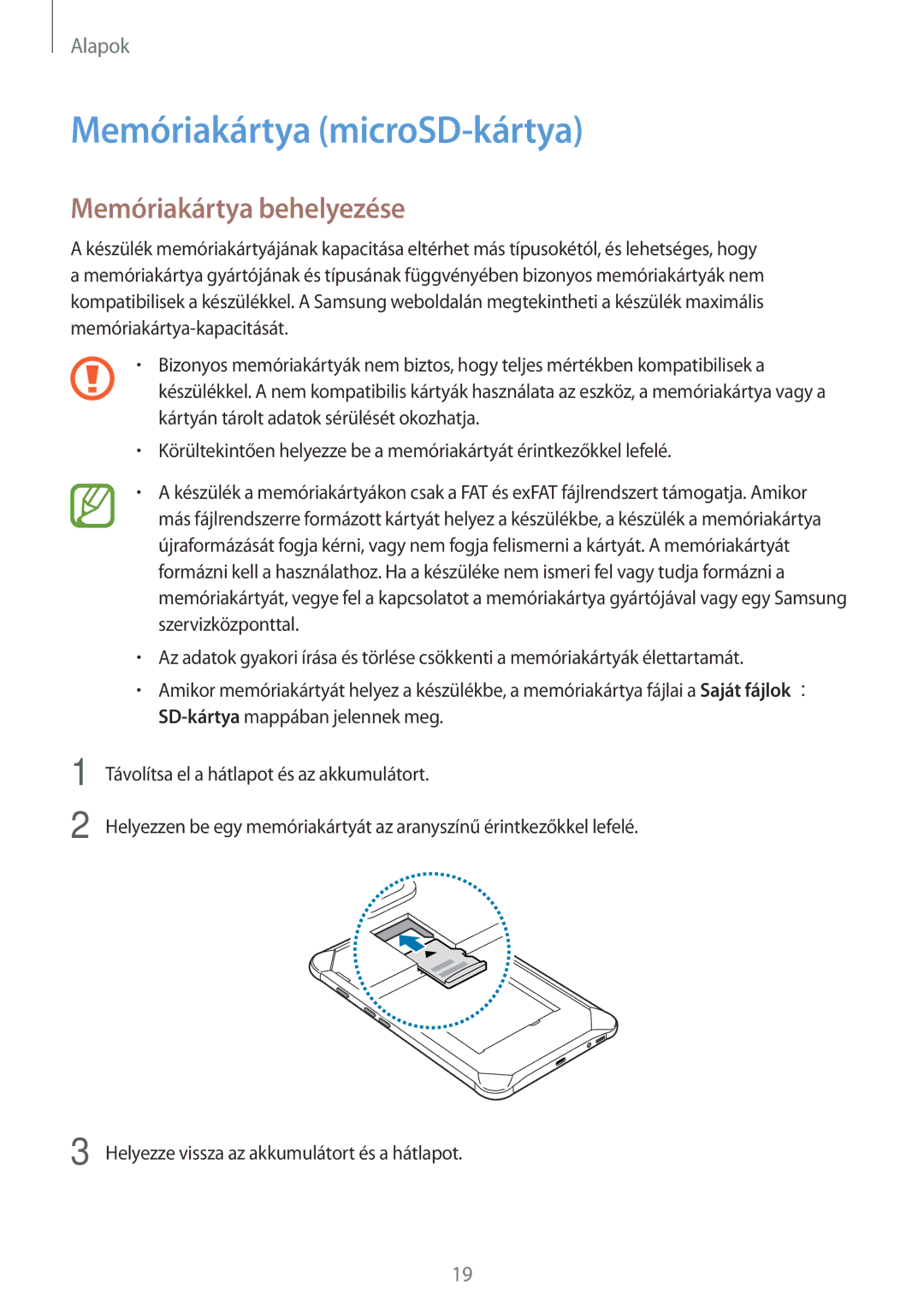 Samsung SM-T395NZKAXEH, SM-T395NZKAXEZ, SM-T395NZKAEUR manual Memóriakártya microSD-kártya, Memóriakártya behelyezése 