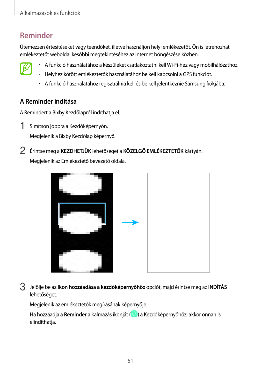 Samsung SM-T395NZKAXEH, SM-T395NZKAXEZ, SM-T395NZKAEUR, SM-T395NZKAXSK manual Reminder indítása 