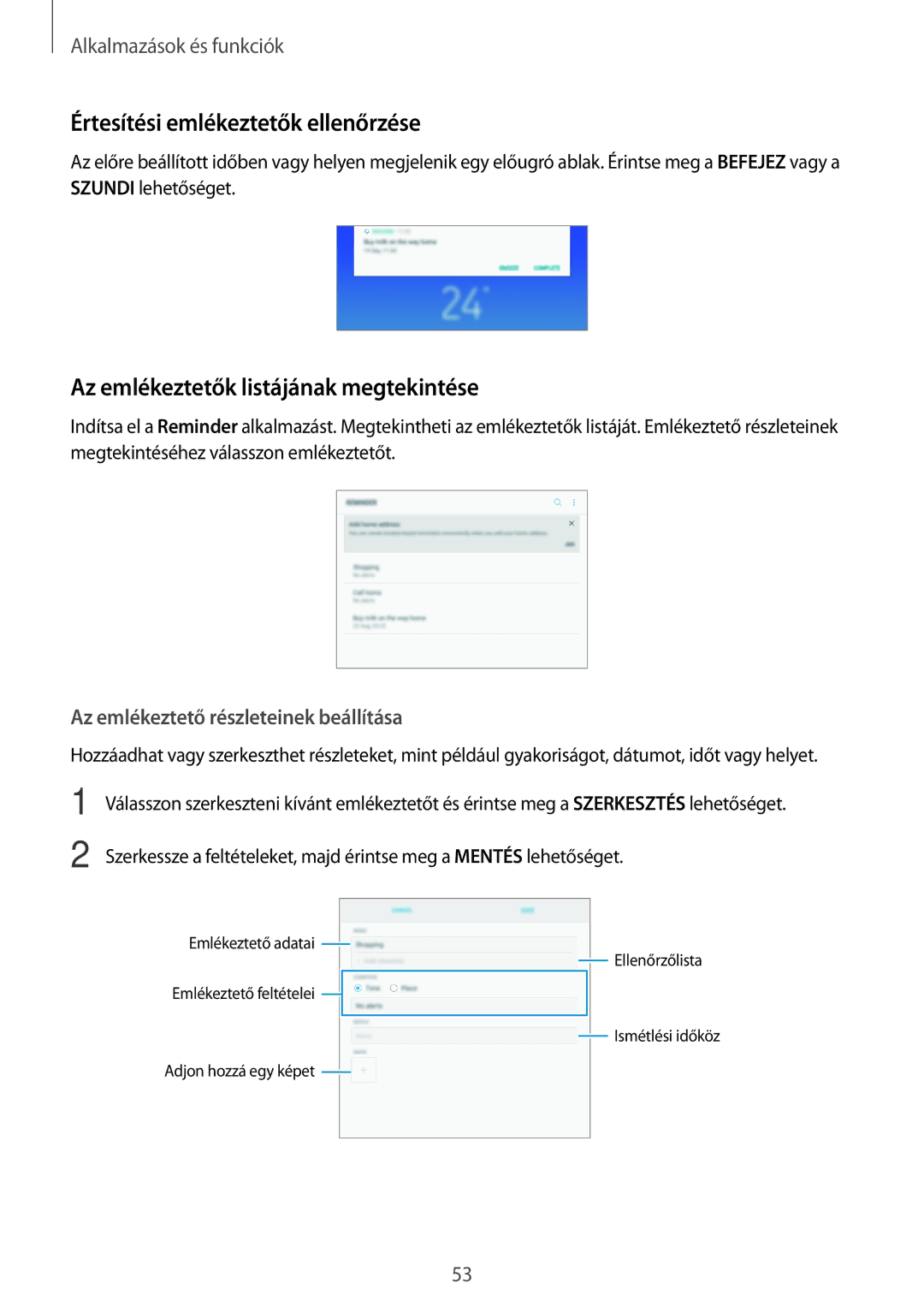 Samsung SM-T395NZKAEUR, SM-T395NZKAXEZ manual Értesítési emlékeztetők ellenőrzése, Az emlékeztetők listájának megtekintése 