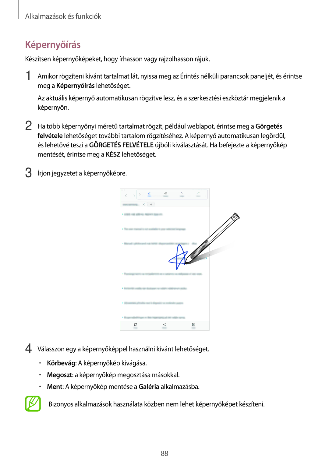 Samsung SM-T395NZKAXEZ, SM-T395NZKAEUR, SM-T395NZKAXSK, SM-T395NZKAXEH manual Képernyőírás 