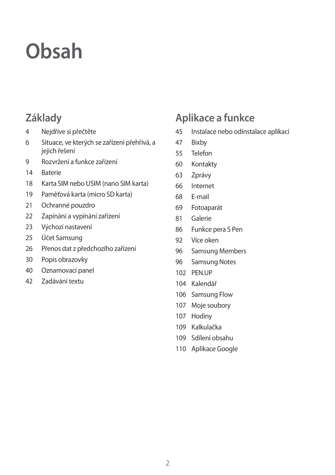 Samsung SM-T395NZKAXEZ manual Obsah 