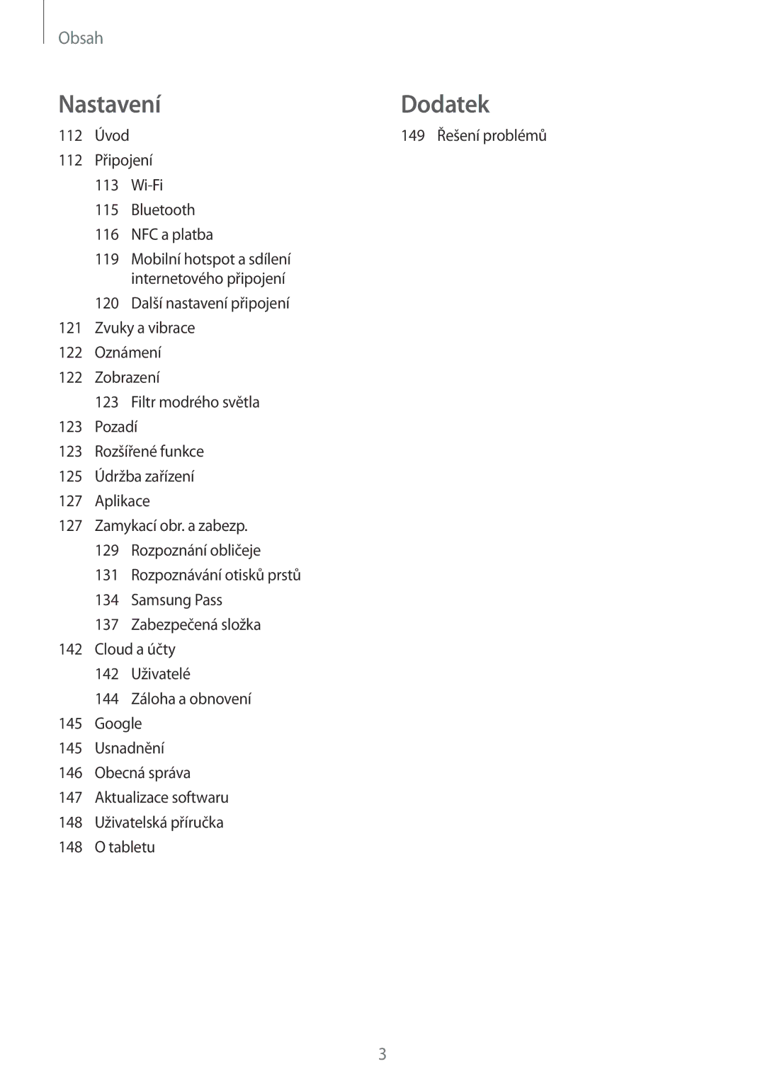 Samsung SM-T395NZKAXEZ manual Nastavení Dodatek 