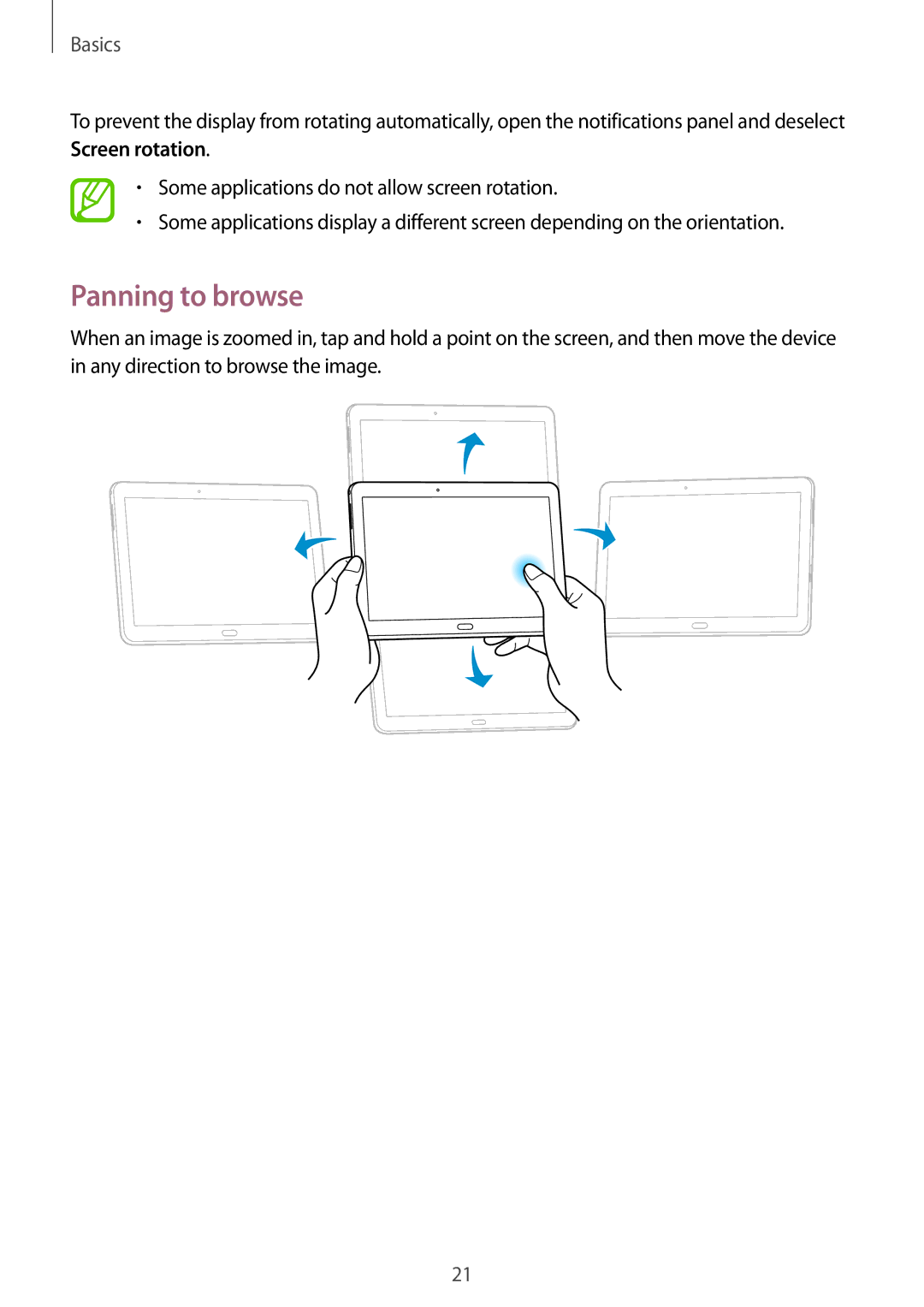 Samsung SM-T520NZWASEE, SM-T520NZKAATO, SM-T520NZWAEUR, SM-T520NZWADBT, SM-T520NZKAEUR, SM-T520NZKATPH manual Panning to browse 