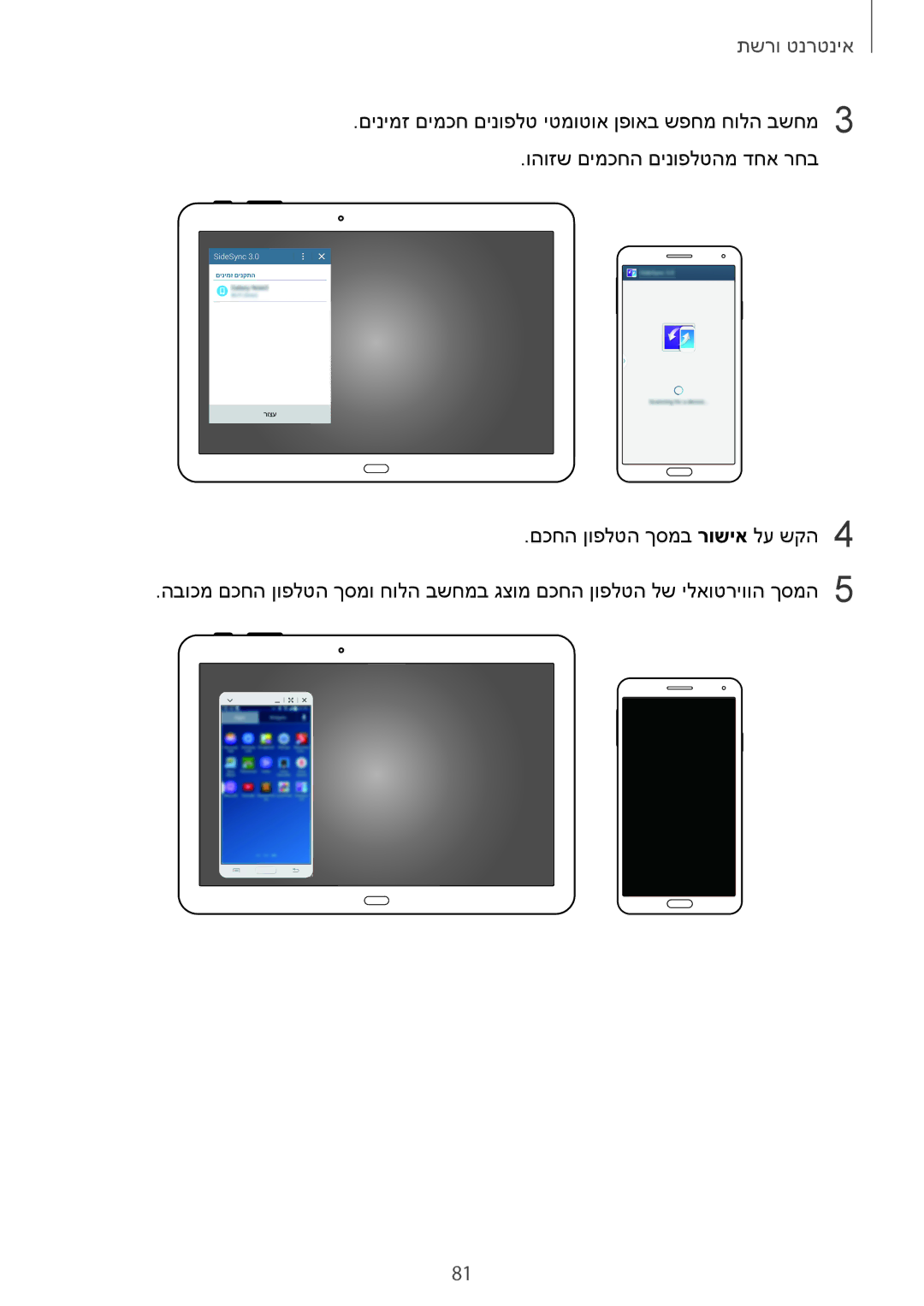 Samsung SM-T520NZWASEE, SM-T520NZKASEE, SM-T520XZWAILO, SM-T520NZKAILO, SM-T520NZWAILO manual אינטרנט ורשת 