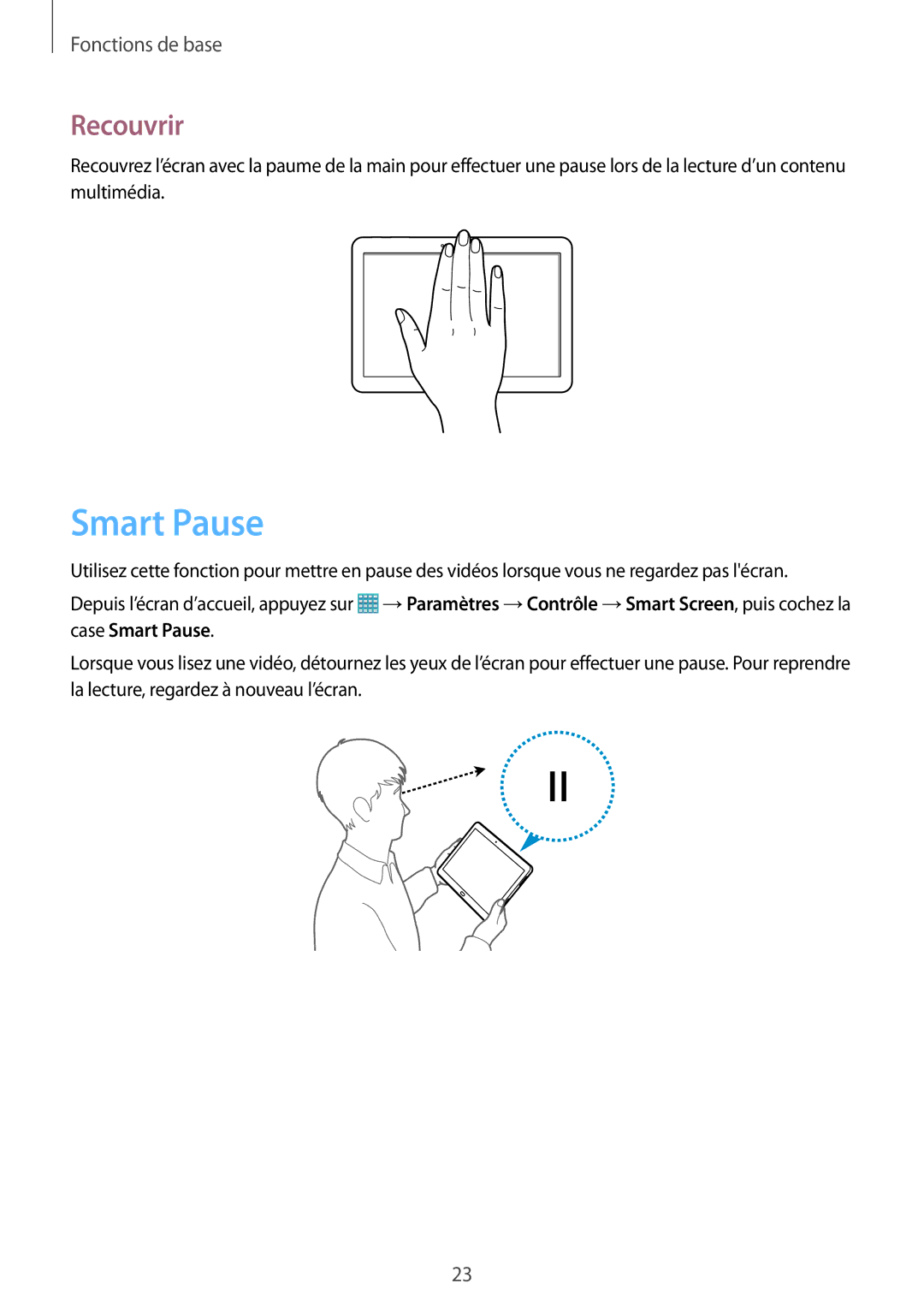 Samsung SM-T520NZWAXEF, SM-T520NZKAXEF, SM-T520XZWAXEF manual Smart Pause, Recouvrir 