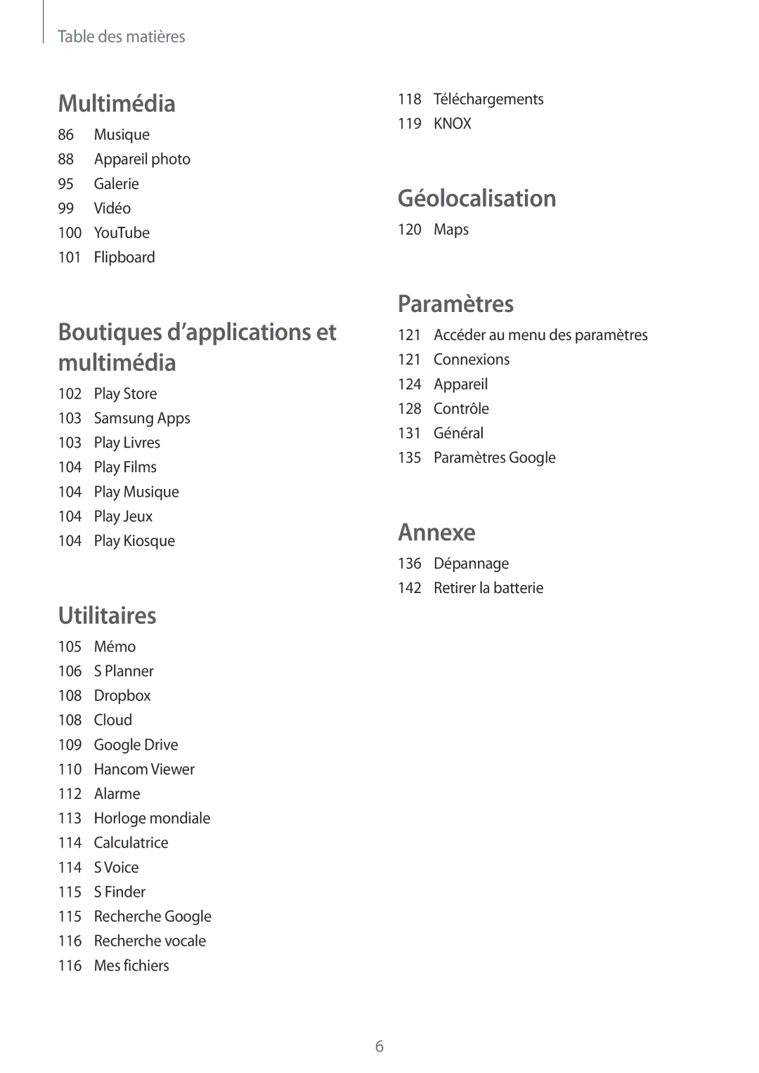 Samsung SM-T520NZKAXEF, SM-T520XZWAXEF, SM-T520NZWAXEF manual Géolocalisation 