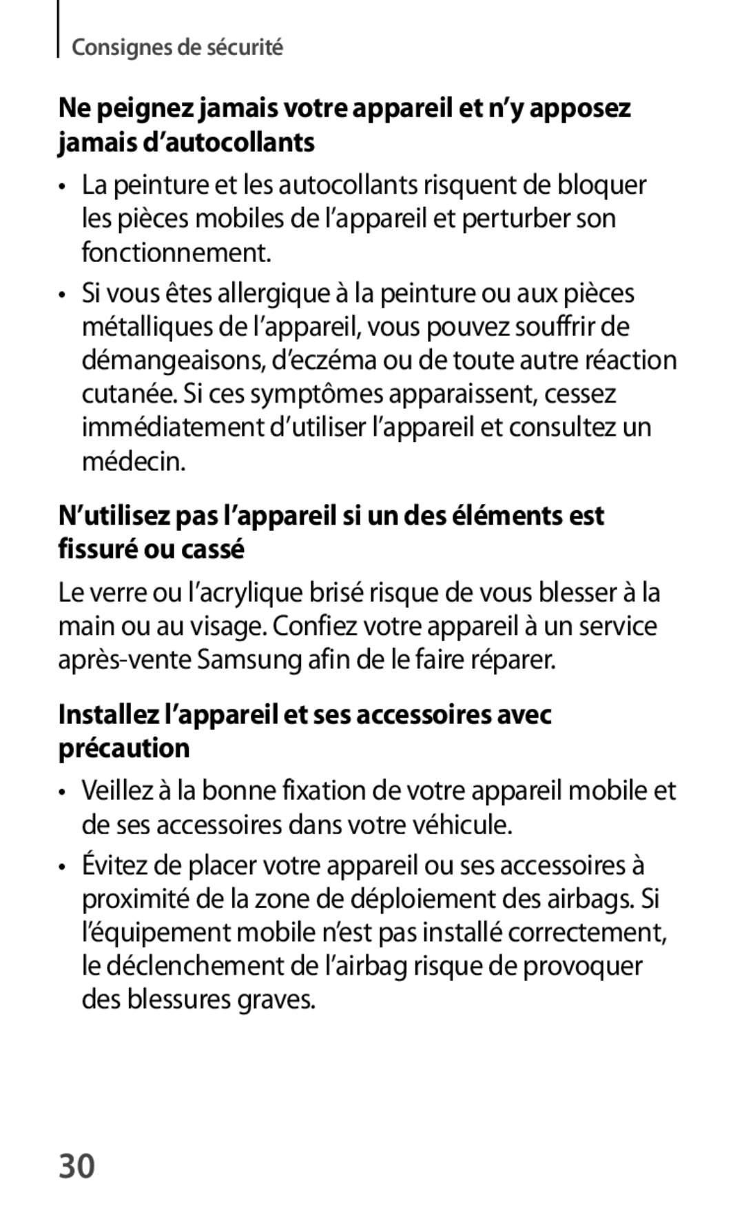 Samsung SM-T520NZKAXEF, SM-T520XZWAXEF, SM-T520NZWAXEF manual Installez l’appareil et ses accessoires avec précaution 