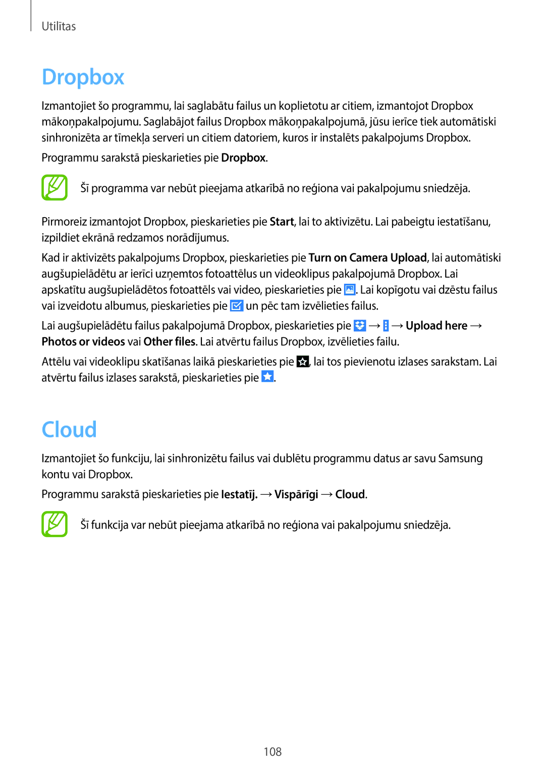 Samsung SM-T520NZWABAL, SM-T520NZKASEB, SM-T520NZWASEB manual Dropbox, Cloud 