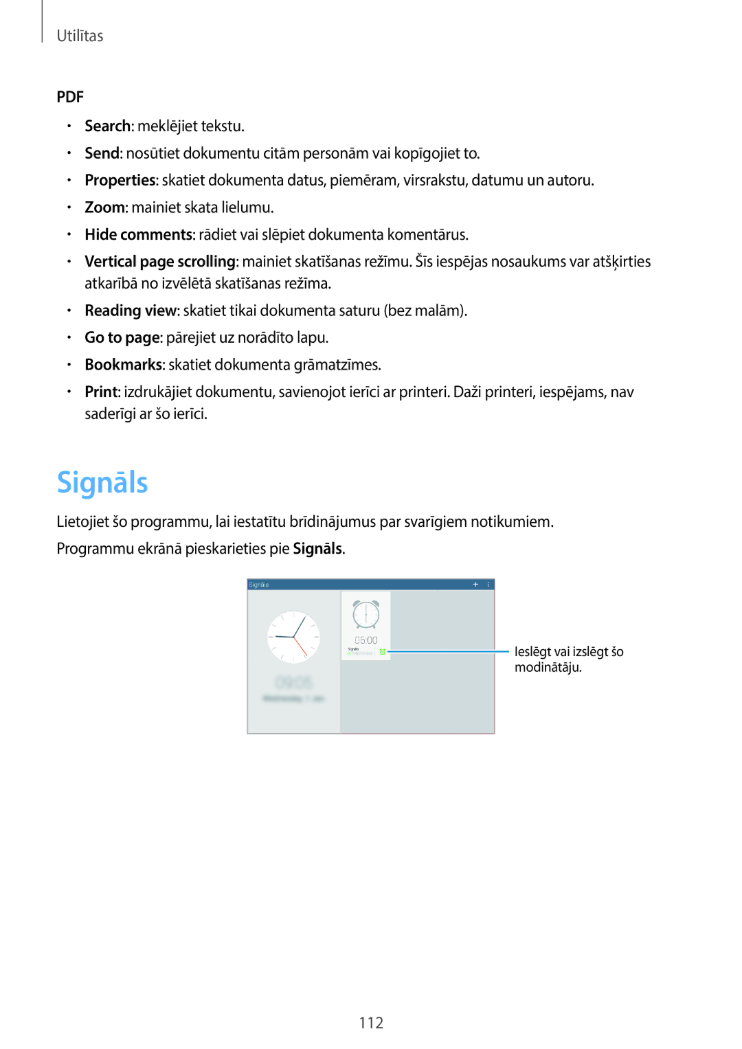 Samsung SM-T520NZKASEB, SM-T520NZWABAL, SM-T520NZWASEB manual Signāls 