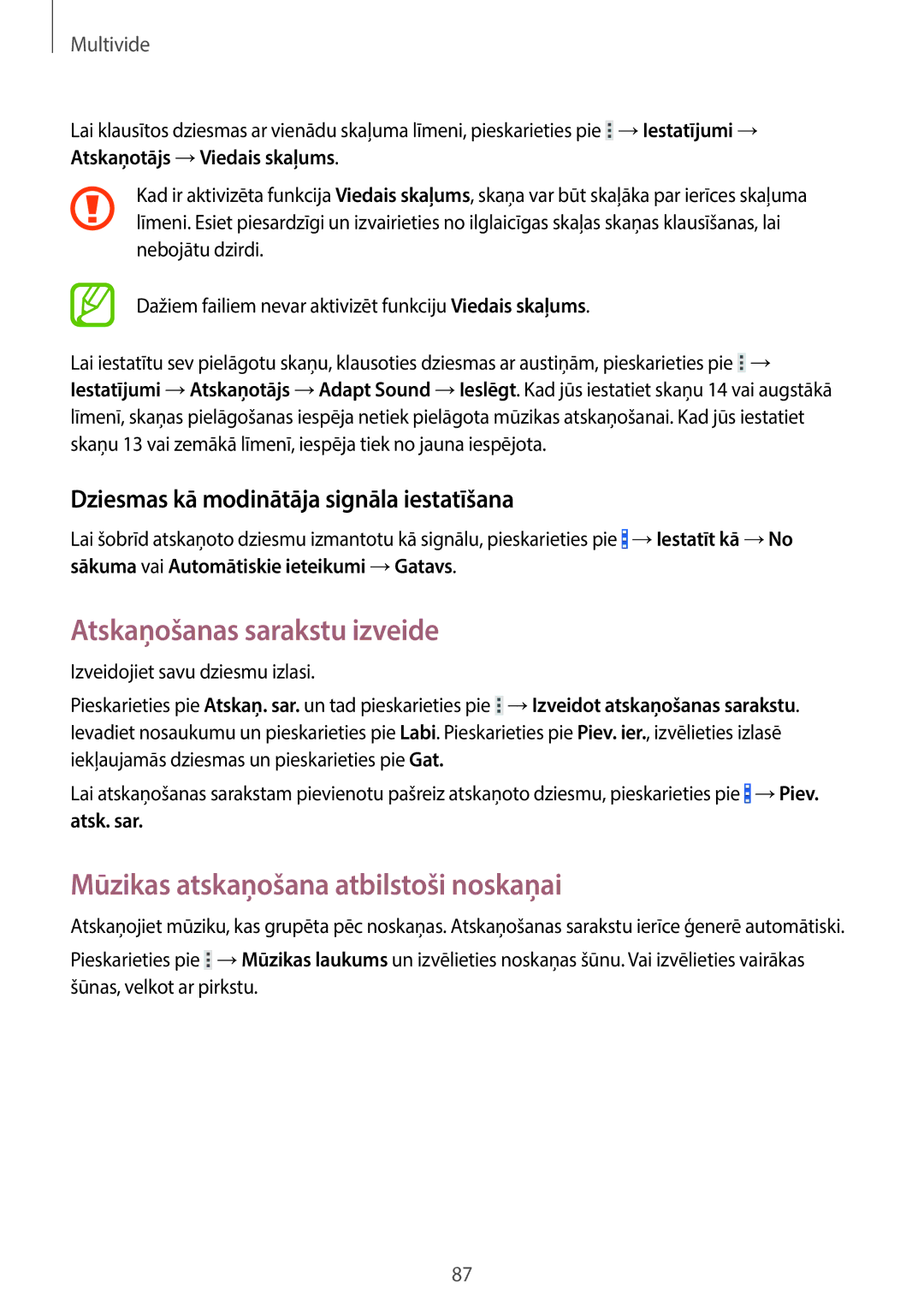 Samsung SM-T520NZWABAL, SM-T520NZKASEB manual Atskaņošanas sarakstu izveide, Mūzikas atskaņošana atbilstoši noskaņai 