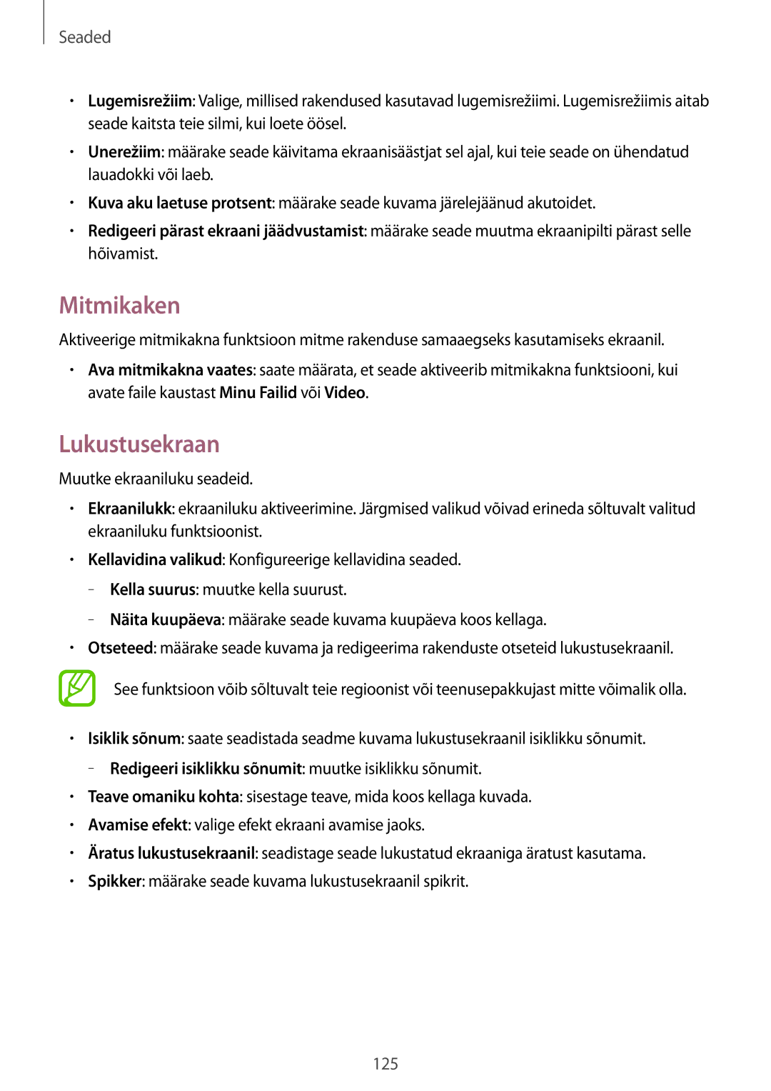 Samsung SM-T520NZWASEB, SM-T520NZWABAL, SM-T520NZKASEB manual Mitmikaken, Lukustusekraan 