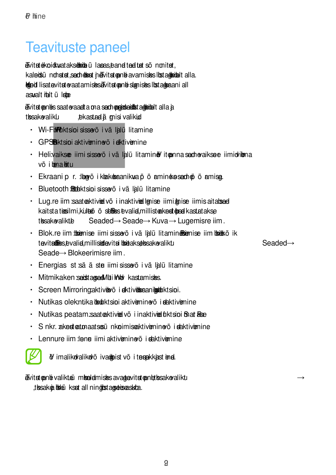 Samsung SM-T520NZWASEB, SM-T520NZWABAL, SM-T520NZKASEB manual Teavituste paneel 