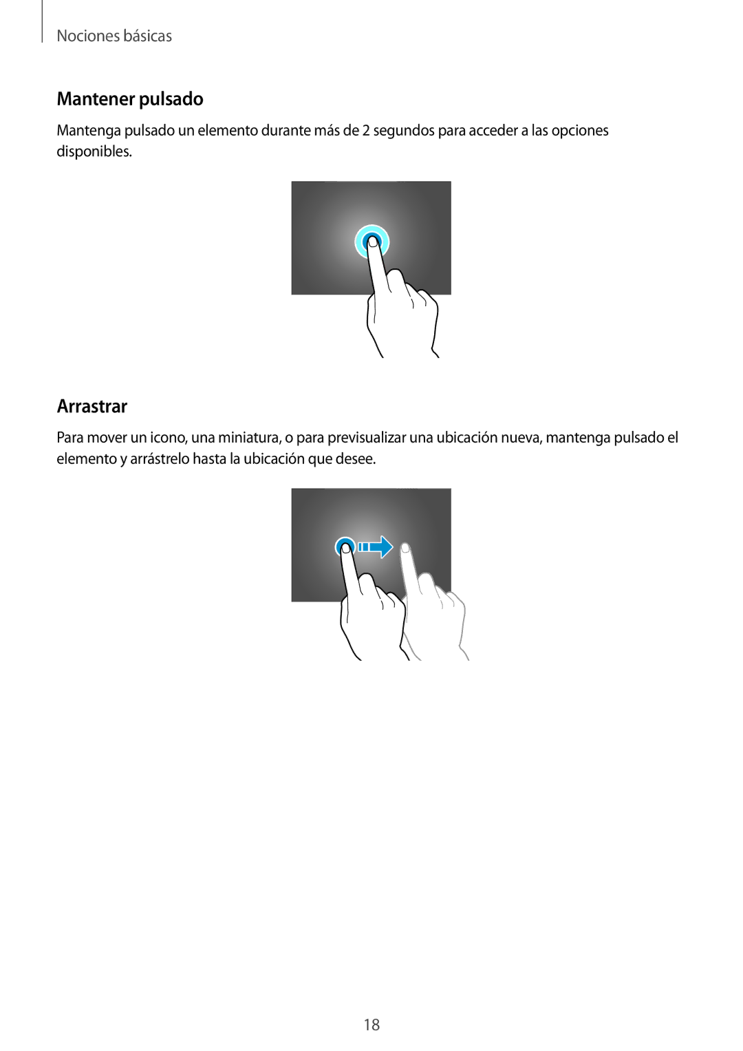 Samsung SM-T520XZWAPHE, SM-T520NZWADBT, SM-T520NZKATPH, SM-T520NZWATPH, SM-T520NZWAPHE manual Mantener pulsado, Arrastrar 
