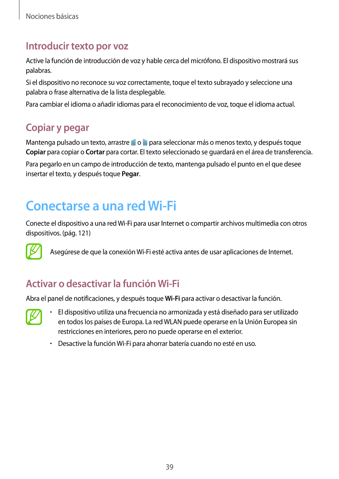 Samsung SM-T520NZKAPHE, SM-T520NZWADBT, SM-T520NZKATPH Conectarse a una red Wi-Fi, Introducir texto por voz, Copiar y pegar 