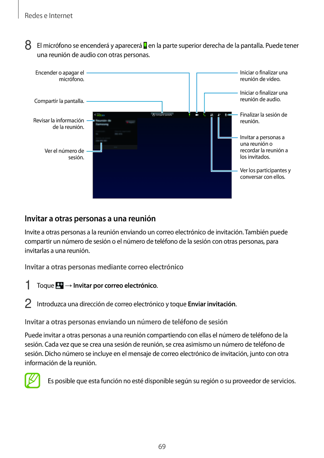 Samsung SM-T520NZWAAUT, SM-T520NZWADBT manual Invitar a otras personas a una reunión, Toque →Invitar por correo electrónico 