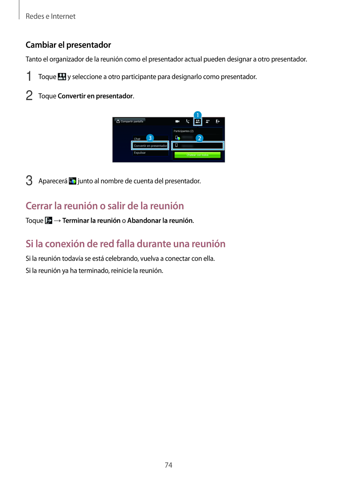 Samsung SM-T520XZWAPHE, SM-T520NZWADBT, SM-T520NZKATPH manual Cambiar el presentador, Toque Convertir en presentador 