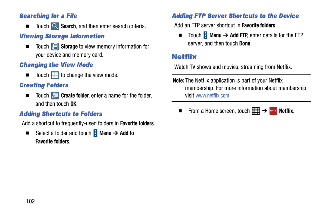 Samsung SM-T520NZWAXAR, SM-T520NZKAXAR user manual Netflix 