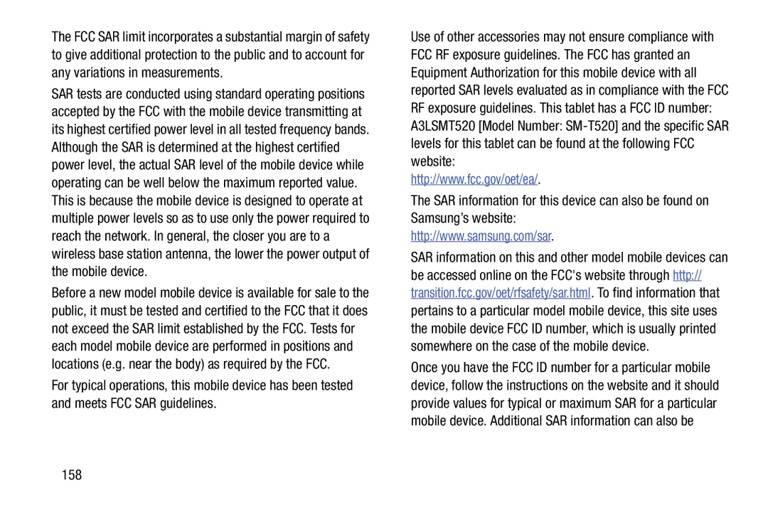 Samsung SM-T520NZWAXAR, SM-T520NZKAXAR user manual 158 