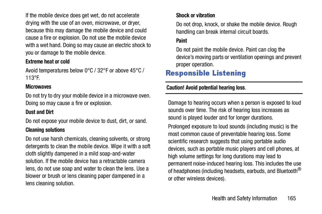 Samsung SM-T520NZKAXAR, SM-T520NZWAXAR user manual Responsible Listening 